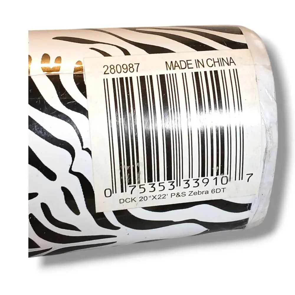 Duck Laminate Peel & Stick Contact Paper Set of 2 Rolls 20in x 22ft Zebra Print